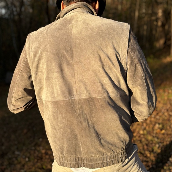 ST MICHAEL—Vintage Gray Suede Leather Bomber—Men 40—Made in Israel!—100% Pigskin - Picture 2 of 13